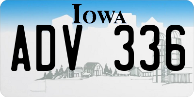 IA license plate ADV336