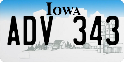 IA license plate ADV343