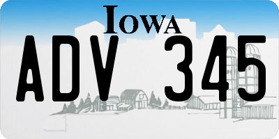 IA license plate ADV345