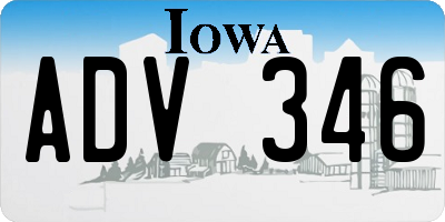 IA license plate ADV346