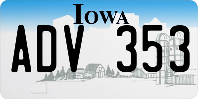 IA license plate ADV353