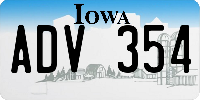 IA license plate ADV354