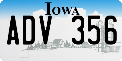 IA license plate ADV356