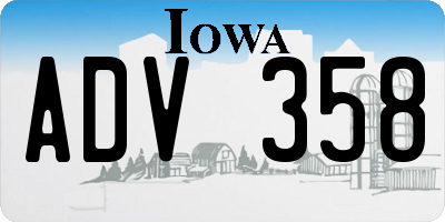 IA license plate ADV358