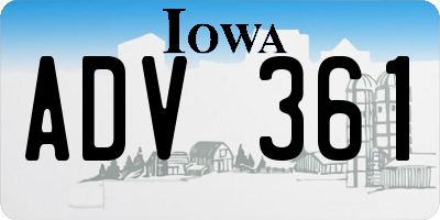 IA license plate ADV361