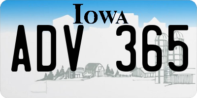 IA license plate ADV365