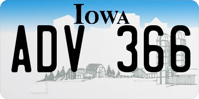 IA license plate ADV366