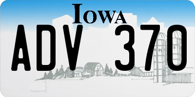 IA license plate ADV370