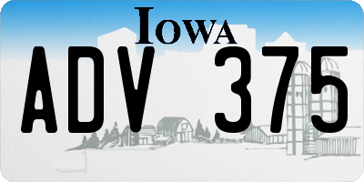 IA license plate ADV375