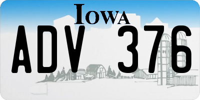 IA license plate ADV376