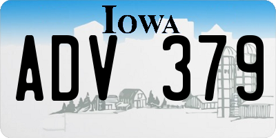 IA license plate ADV379