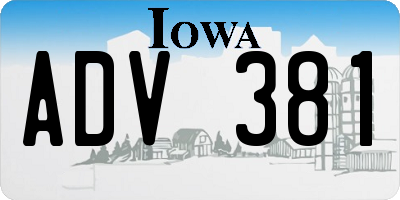 IA license plate ADV381
