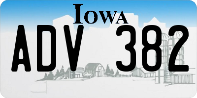 IA license plate ADV382