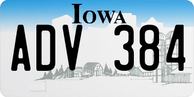 IA license plate ADV384