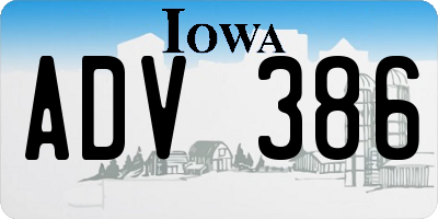 IA license plate ADV386