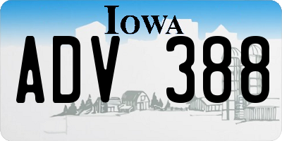 IA license plate ADV388