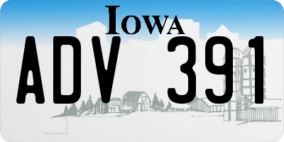 IA license plate ADV391