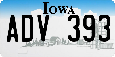 IA license plate ADV393