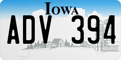 IA license plate ADV394