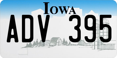 IA license plate ADV395