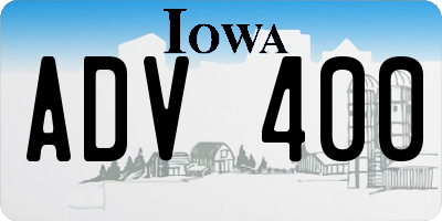IA license plate ADV400