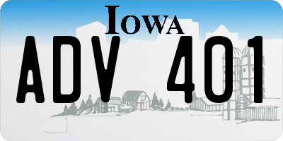 IA license plate ADV401