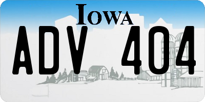 IA license plate ADV404
