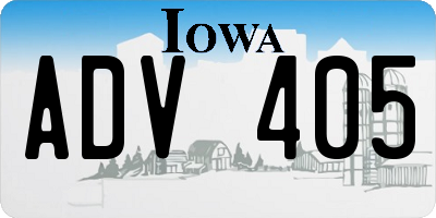 IA license plate ADV405