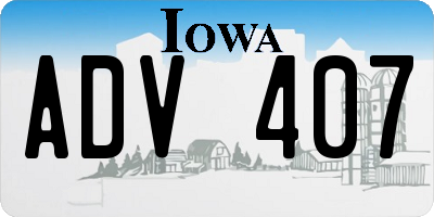 IA license plate ADV407