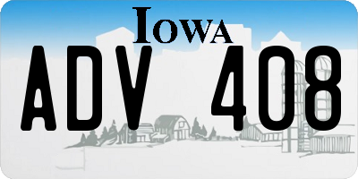 IA license plate ADV408