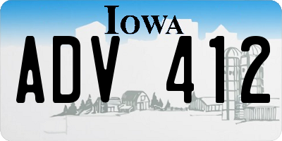 IA license plate ADV412