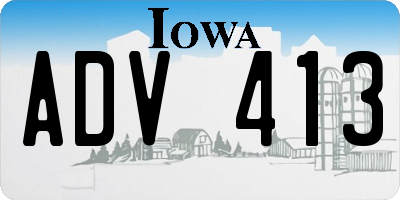 IA license plate ADV413