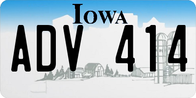 IA license plate ADV414