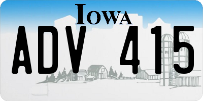 IA license plate ADV415