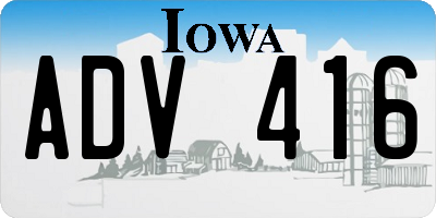 IA license plate ADV416
