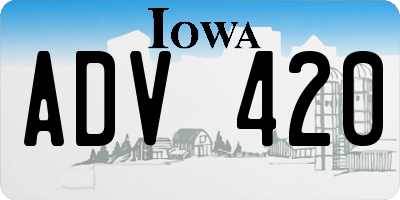 IA license plate ADV420