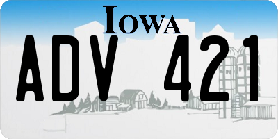 IA license plate ADV421