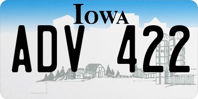 IA license plate ADV422
