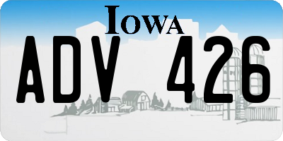 IA license plate ADV426