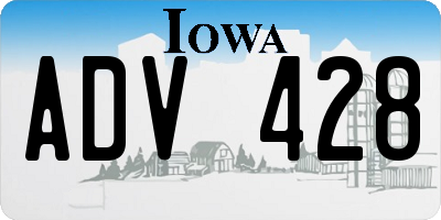 IA license plate ADV428