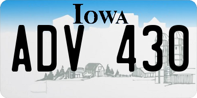 IA license plate ADV430