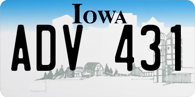IA license plate ADV431