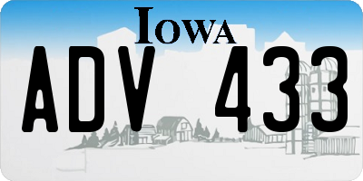 IA license plate ADV433