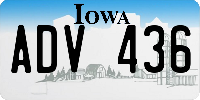 IA license plate ADV436