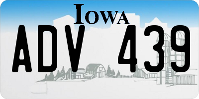 IA license plate ADV439