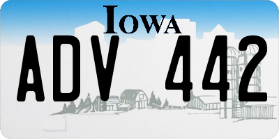 IA license plate ADV442