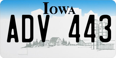 IA license plate ADV443
