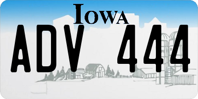 IA license plate ADV444