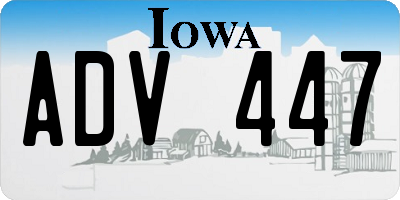 IA license plate ADV447