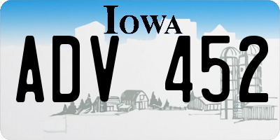 IA license plate ADV452